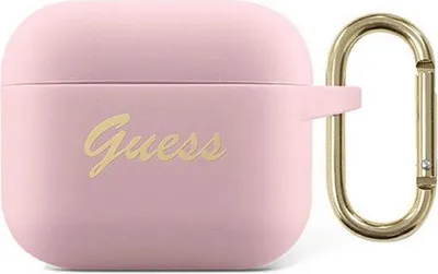 Obrázok produktu pre Guess GUA3SSSI Vintage Script puzdro pre Apple AirPods 3, ružové/silikónové