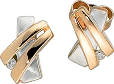 Produktbild von Ohrschmuck Ohrstecker mit Diamanten 585 Gold Rotgold Damen Rotgoldohrstecker