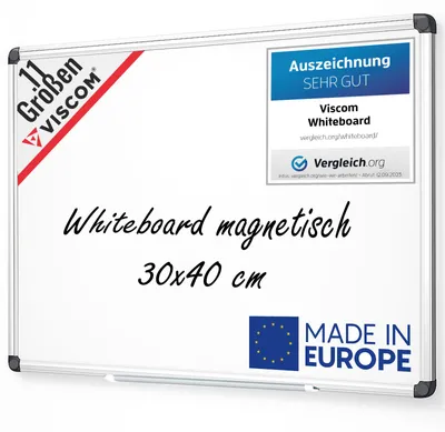 Produktbild von VISCOM Whiteboard magnetisch - 30 x 40 cm - Magnettafel in 8 Größen - Magnetwand kratzfest & beschreibbar - mit Aluminium-Rahmen