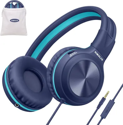 Produktbild von Kabel Kopfhörer für Jugendliche mit Lautstärkeregler und MIC, Over Ear Kopfhörer mit 85dB 94dB 104dB Lautstärkewähler, Faltbar und tragbar, Tragetasch