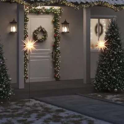Image de Étoiles de Noël LED 3 pièces avec piquet de terre Pliable Blanc 57 cm