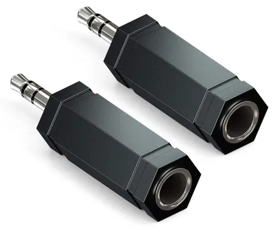 Produktbild von deleyCON 2 Stück Stereo Audio Klinke Adapter 3,5mm Stecker auf 6,3mm Buchse HiFi Klinken Wandler Adapter-Stecker Receiver Heimkino Kopfhörer