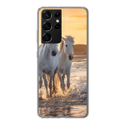Produktbild von MuchoWow® Handyhülle Schutzhülle Hülle für Samsung Galaxy S21 Ultra Pferde - Wasser - Strand - Tiere Silikon Softcase Handy Hülle - Mobiltelefon