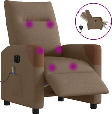 Produktbild von Massagesessel Elektrisch Braun Stoff, Klassische Sessel DesignMöbel