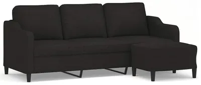 Produktbild von vidaXL 3-Sitzer-Sofa mit Hocker Schwarz 180 cm Stoff