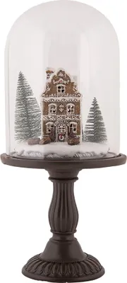 Produktbild von Clayre & Eef Weihnachtsdekoration mit LED-Beleuchtung Ø 17x36 cm Braun Kunststoff Lebkuchenhaus