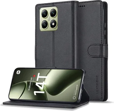 Obrázek produktu pro Pouzdro pro Xiaomi 14T Pro kožené flipové pouzdro s magnetickým uzávěrem a stojánkem, ochranné pouzdro černé
