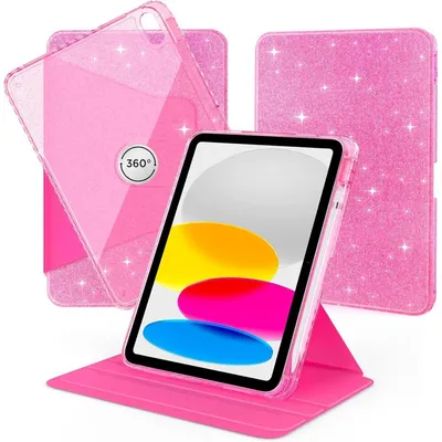 Produktbild von Schutzhülle für iPad 11/10.9 Zoll 10./11. Generation 2022/2025 Rosa Glitzer 360° drehbar mit Stifthalter und Auto Sleep/Wake