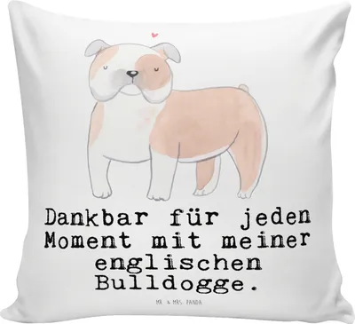 Produktbild von Mr. & Mrs. Panda kissen für sofa Englische Bulldogge Moment - Weiß - Geschenk, couch, Polster, kuschelkissen 40x40, Sofakissen, Dekokissen