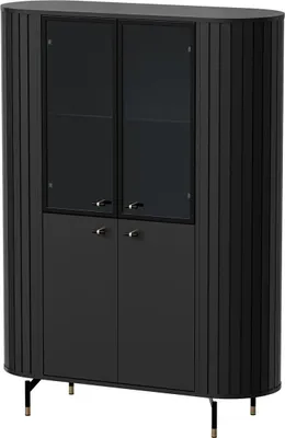 Produktbild von BETTSO Moderne glasierte Rundbodenvitrine Vitrine mit ZANTE Schwarz