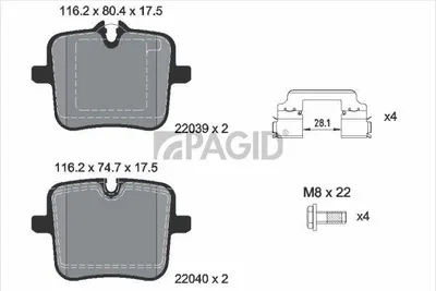 Produktbild von PAGID Bremsbeläge Satz Hinten Bremsklötze für BMW 5 Limousine (G30, F90) T2735N