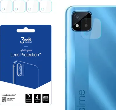 Produktbild von 3mk Hybridglas Lens Protection für Realme C20A Kamera Objektiv Kameralinse 0,16mm 6H (4 Stück)