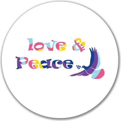 Produktbild von Huuraa Aufkleber Love & Peace 10cm rund Sticker Geschenkidee