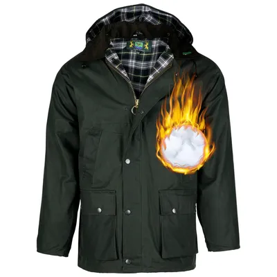 Produktbild von ROMNEYS Wachsjacke Country mit warmer Wattierung, wind- und wasserfest, oliv, XXL