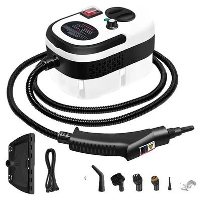 Immagine prodotto di Pulitore a vapore portatile, 2500 Watt, serbatoio acqua da 1,2 litri, 6 livelli di regolazione, pressione di 3 bar, 11 accessori