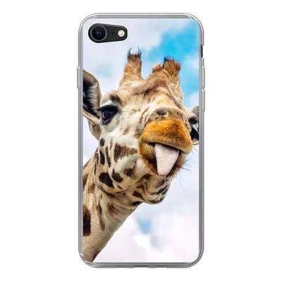 Produktbild von MuchoWow® Handyhülle Schutzhülle Hülle für iPhone 8 Giraffe - Lustig - Zunge - Kinder - Jungen - Mädchen - Kind Silikon Softcase Handy Hülle - Schutzhaube