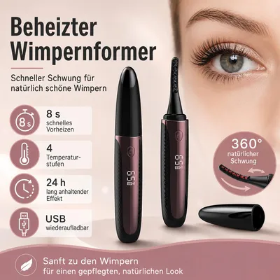 Produktbild von Elektrischer Wimpernformer USB aufladbar, beheizte Wimpernzange für geschwungene Wimpern, Make-up Tool mit LED Display und Sicherheitsabschaltung