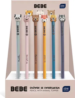 Produktbild von Bebe Friends HB Bleistift mit sortierten Tiermotiven, 24 Stück im Display