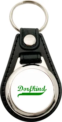 Produktbild von Huuraa Schlüsselanhänger Dorfkind Vintage Metall mit Kunstleder Schlüsselring Einkaufswagenchip Geschenkidee
