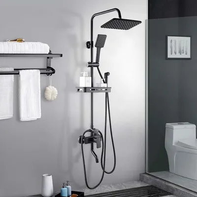 Produktbild von NEUFU Duschsystem mit Thermostat, Regendusche Duscharmatur Duschkopf aus Edelstahl, Duschset Handbrause, Dusche Set für Badzimmer