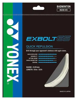 Productafbeelding van Yonex Exbolt 65, enkelvoudige snaar, 10 meter, zilver, 0.65 mm