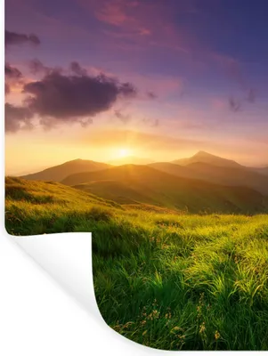 Obrázok produktu pre MuchoWow® Nálepka na stenu - Hory - Slnko - Príroda - 60x80cm - Samolepiaca a polohovateľná