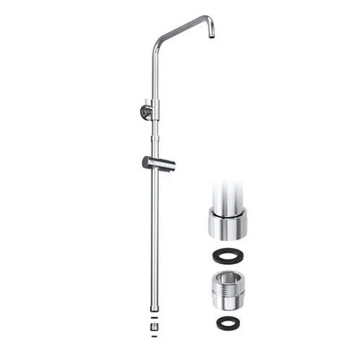 Immagine prodotto di JOHO Asta doccia regolabile in altezza con supporto per doccetta Supporto doccia e adattatore filettato, colonna doccia in acciaio inox Braccio doccia Doccia a pioggia Tubo doccia cromato