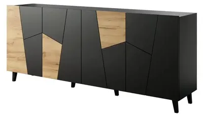 Obrázek produktu pro Komoda ETNA 200x42x82 černá matná + dub craft