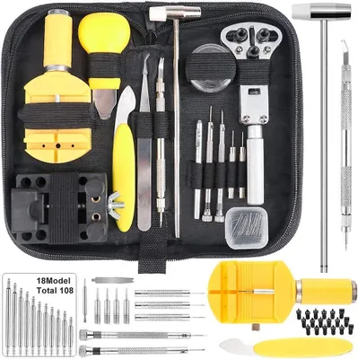 Produktbild von 147-teiliges Uhr-Reparatur-Set Professionelles Federsteg-Werkzeug-Set, Gehäuseöffner-Uhrenarmband-Geschenk