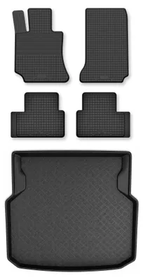 Zdjęcie produktu dla Dywaniki gumowe + mata bagażnika do Mercedes-Benz Klasa C W204 2007-2014 – czarne, dobierane – Wielganizator Semi-Universal