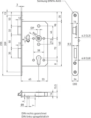 Immagine prodotto di Serratura principale BMH per porte di fuga 1022, funzione a 1 battente B/EN 179, sinistra, DM65, acciaio inox