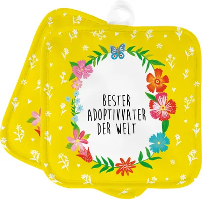 Produktbild von Mr. & Mrs. Panda Topflappen Adoptivvater - Geschenk, Bester, 2er Set, Ofenlappen, Topfuntersetzer, Paps, Vati, Kochlappen, Dad, topfhalter