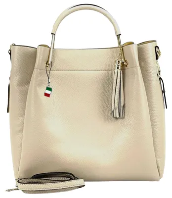 Produktbild von Florence Leder Tasche Damen Umhängetasche Handtasche beige 13x30x21cm OTF157I