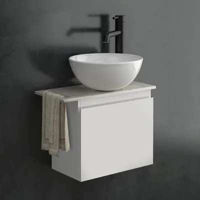 Produktbild von Alpenberger Badmöbel-Set Waschtisch mit Unterschrank & Keramikplatte 55-100 cm, Nano-Becken