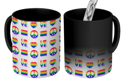 Obrázok produktu pre MuchoWow® Magický pohár Dúha - šablóna - Pride Flag 350 ml Pohár na zmenu farby Darček Nápad na darček - Foto hrnček