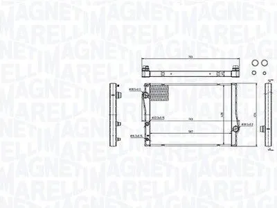 Produktbild von MAGNETI MARELLI 350213214700 Kühler Wasserkühler Motorkühler für BMW X5 (E70) X5 (F15, F85) X6 (E71, E72) X6 (F16, F86)
