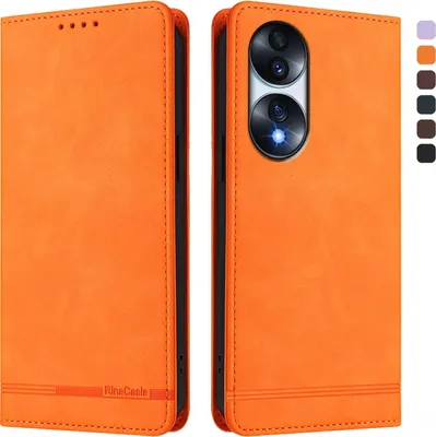 Image de Etui pour Honor 70, étui rétro en cuirPolyuréthaneavec support et fentes pour cartes Orange