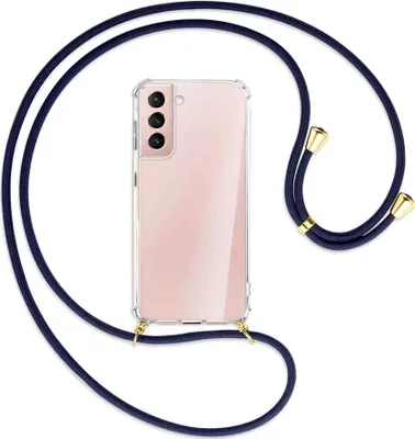 Produktbild von Handykette Backcover-Schutzhülle mit Band (Metall goldfarben) für Samsung Galaxy S21 Plus 5G - dunkelblau