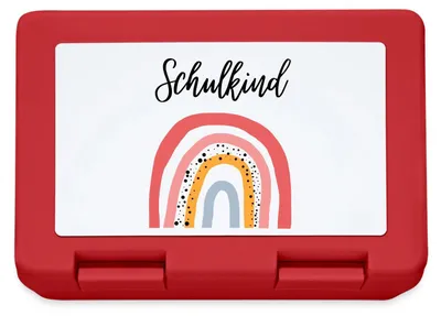 Produktbild von Spreadshirt Einschulung Schulkind Regenbogen Geschenkidee Brotdose Lunchbox, One size, Rot
