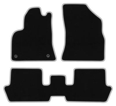 Image de Tapis de sol en moquette pour Peugeot 3008 I 2009-2016 (monospace) – jeu 4 pièces, noir/argent, sur mesure – Wielganizator CARLUX
