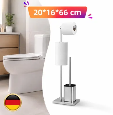 Produktbild von Klopapierhalter Stehend mit Klobürste Toilettenpapierhalter Klorollenhalter