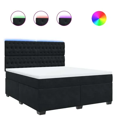 Produktbild von Boxspringbett mit Matratze Schwarz 180x200 cm Samt