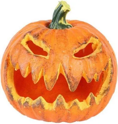 A carved Halloween pumpkin with a spooky face.