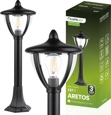 Obrázok produktu pre LUMILED path light vintage outdoor light vonkajšia stojacia lampa 230V zásuvka E27 60 cm lucerna stojaca lampa hliníková čierna IP44 odolná proti striekajúcej vode