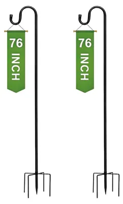 Immagine prodotto di Set di 2 ganci da esterno in acciaio, lunghezza 76 pollici, resistenti alle intemperie, con 5 picchetti da terra per decorazioni da giardino