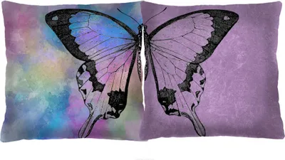 Produktbild von ARCO DESIGN Dekokissen 2er Set "Butterfly" Farbig Stoffbezug 40 x 40 cm Dekokissen-set mit Füllung Dekokissen für Wohnzimmer Schlafzimmer