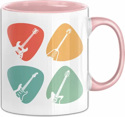 Produktbild von Gitarren Tasse-Geschenk für Gitarristen Retro Vintage Geschenkidee Gitarrist (Rosa)