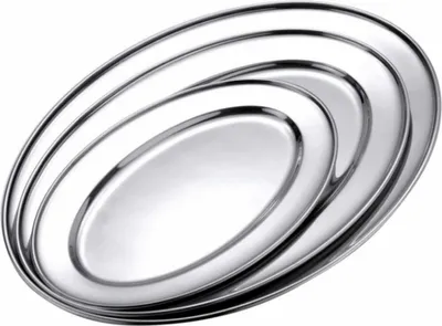 Produktbild von 3er SERVIERPLATTE OVAL EDELSTAHL SERVIERTELLER SERVIERTABLETT TABLETT Größe 30cm