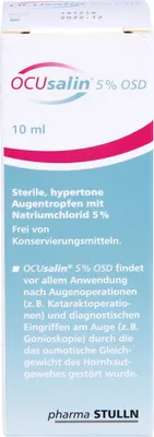 Produktbild von OCUsalin 5% OSD Augentropfen zur unterstützenden Behandlung von Hornhaut-Ödemen, 10 ml Lösung