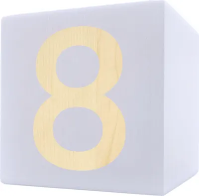 Image de Lettre en bois cube, 5 x 5 cm, blanc, chiffre 8